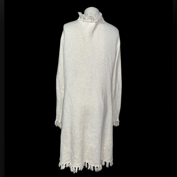 Long duster cardigan tassel fringe ivory hippie boho fall western small preppy - Picture 5 of 12